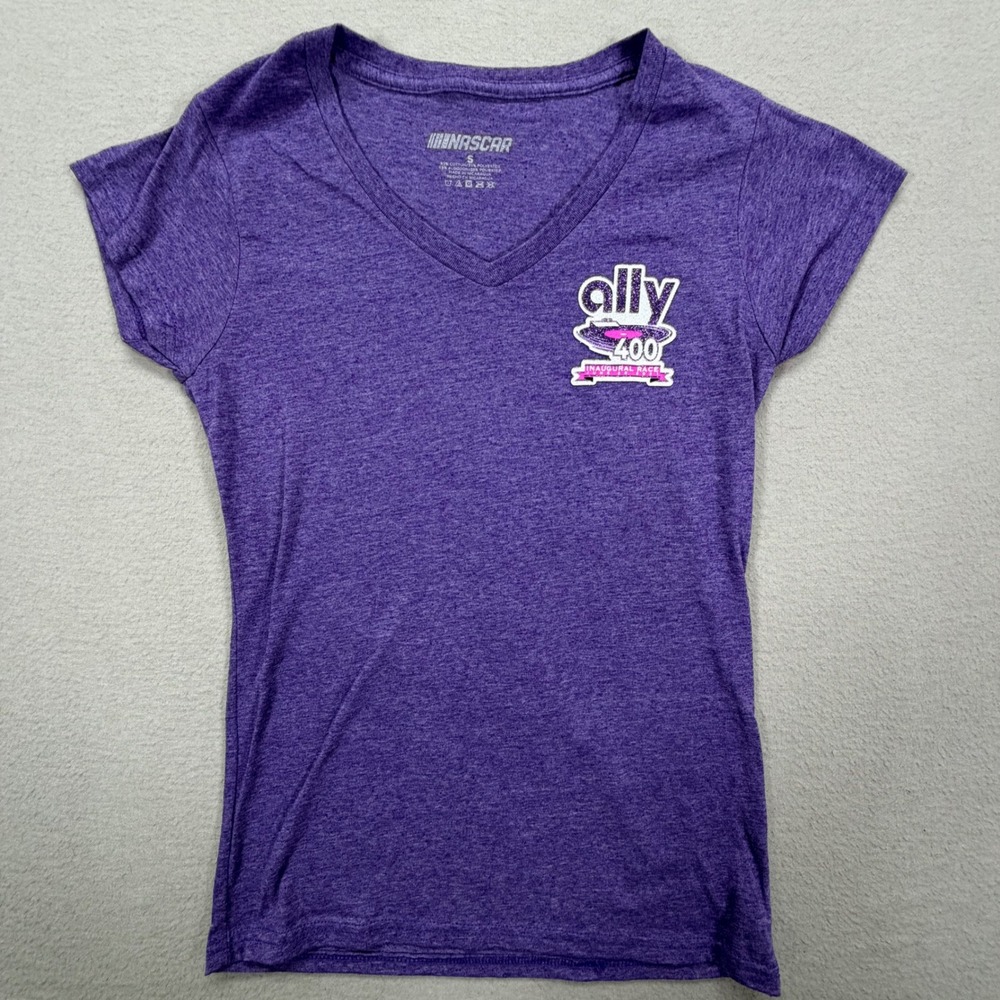 NASCAR T-Shirt Womens‎ Small Good Purple Ally 400 Inaugural Race V-Neck Graphic